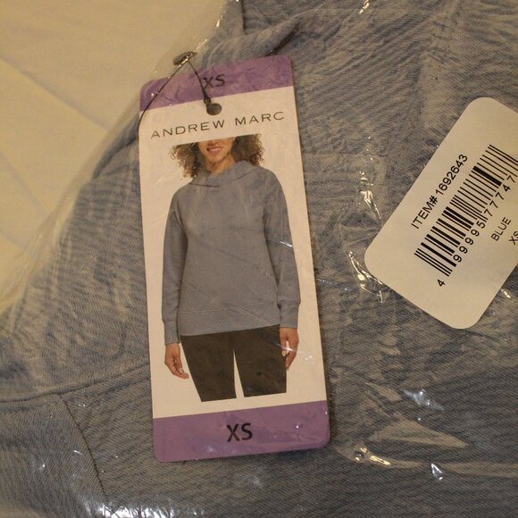 Andrew Marc Womens Blue Soft Ribbed Pullover Sweatershirt Size XS NWT - Picture 1 of 3
